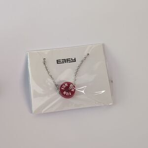 Effy Silver Chain Necklace with‎ Red and White FUN Charm